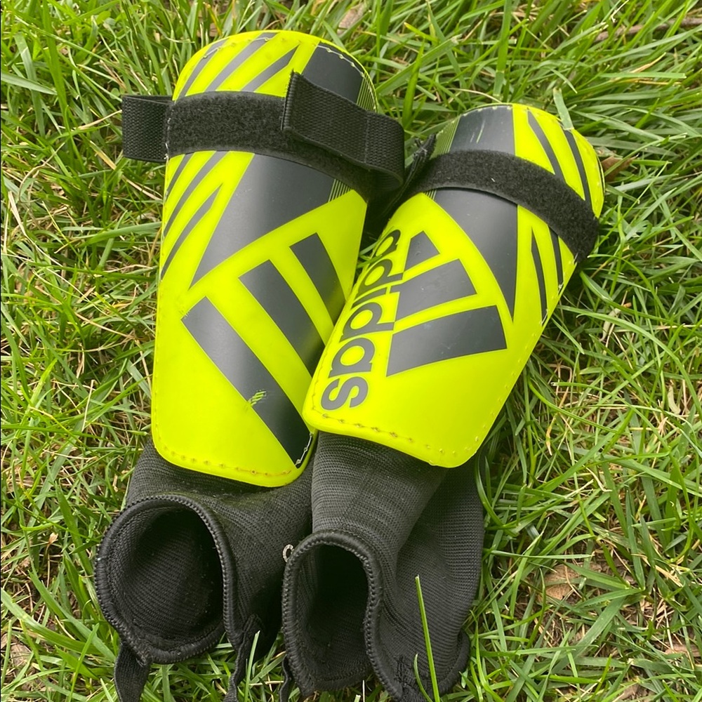 Adidas Bright Yellow and Black Shin Guards small